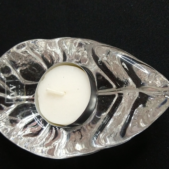 Italian Crystal Leaf Dual Taper candle or Tea Light Candleholder by IVV - Picture 6 of 6